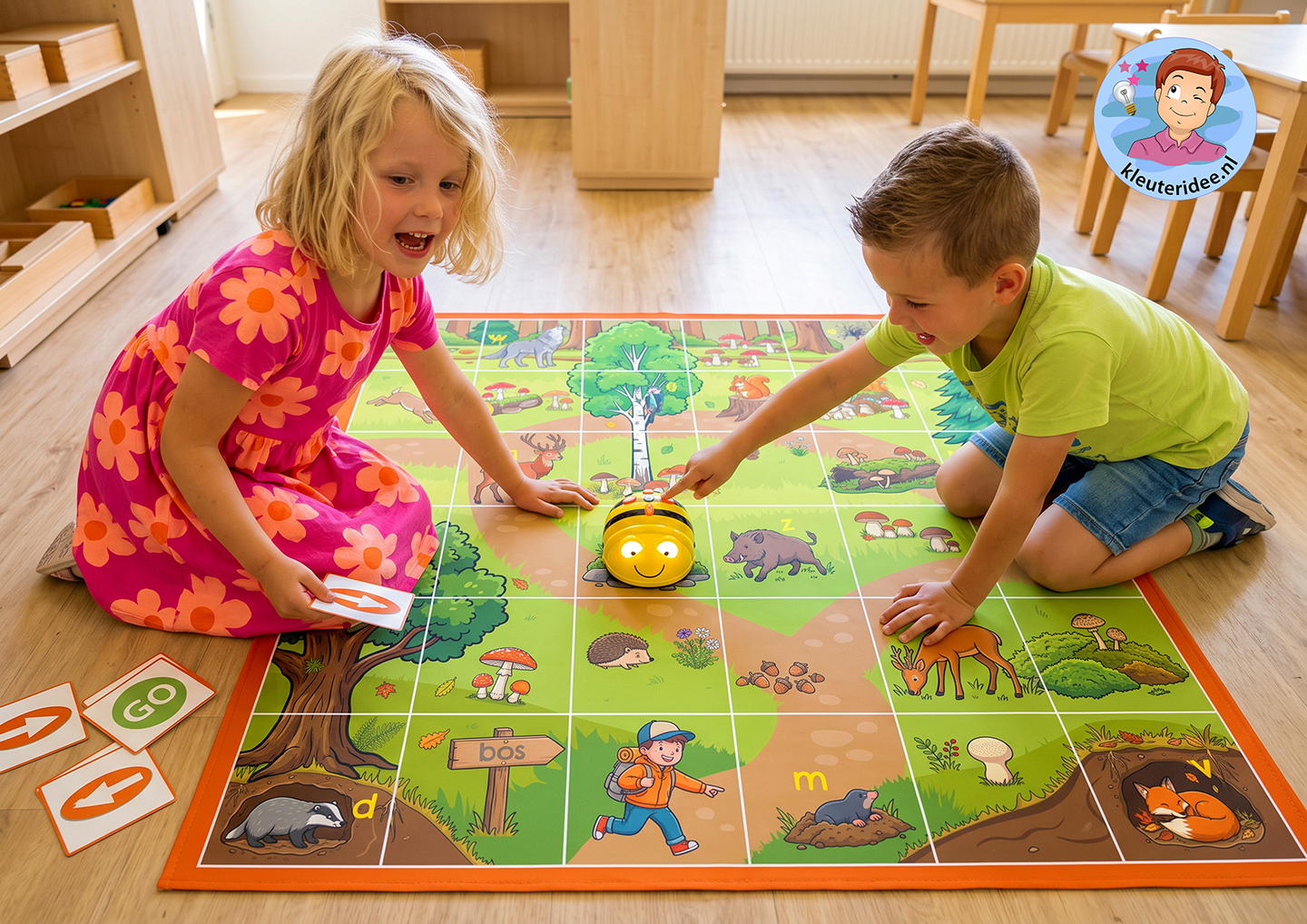 Bee-Bot mat thema bos Kleuteridee